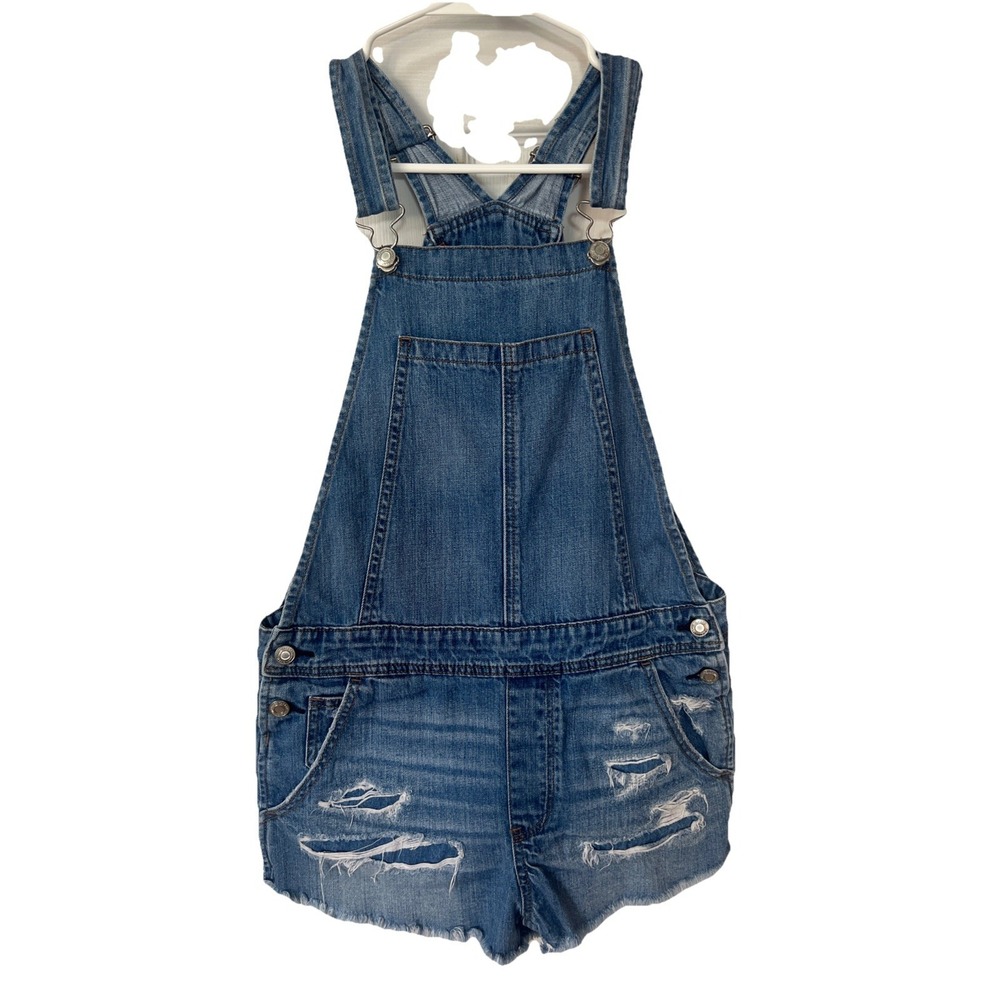 American Eagle Women's Distressed Overall Shorts Size Small Bandana Pattern